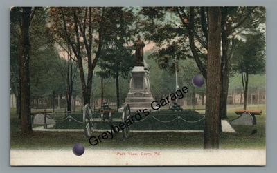 Park View Cannon Monument CORRY PA Erie County Pennsylvania Postcard - Image 1 of 2