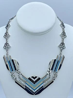 Lulu Frost 16 inch Silver Tone Enamel And Crystal Statement Necklace 108 - Image 1 of 4