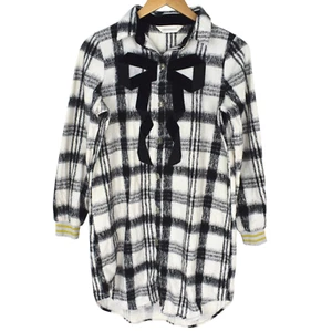 Peter Alexander Checked Flannel Bow Detail Sleep Shirt Size XS - Picture 1 of 7