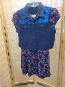 Self Esteem Girls Blue Vest And Butterfly Dress Short Sleeve Size Large  G3133 - Picture 1 of 12