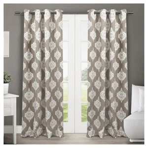 Exclusive 2Panels Medallion Blackout Thermal Grommet Top Curtain 52x96" Taupe - Picture 1 of 1
