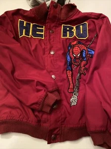 EUC Spider-Man Red Lined Jacket Boys Size 6 With Gray Hood - Picture 1 of 7