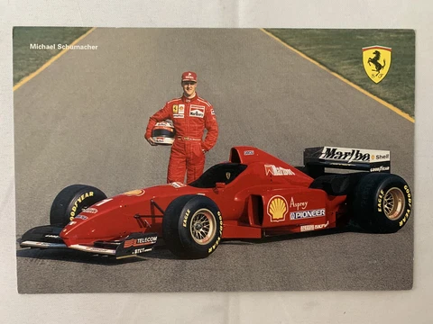 Michael Schumacher Ferrari Post Card 1996 Factory Original #1073/96 ERROR Cover