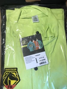Black Stallion JF1012 FR Cotton Welding Jacket FR Reflective Tape Lime 4XL - Picture 1 of 4