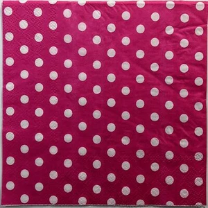 TWO Individual Paper Lunch Decoupage Napkins -1353 Pink/White Polka Dot - Picture 1 of 2