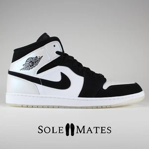 Nike Air Jordan 1 Mid SE 'Diamond' White Black DH6933-100 Men's Size 16 Shoes - Picture 1 of 12