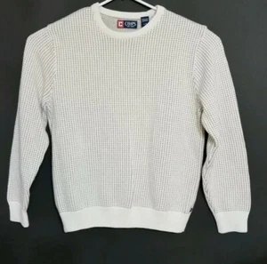 Chaps Herren Pullover Pulli Shirt weiß Gr. L Baumwolle grau gesprenkelt Muster  - Bild 1 von 10