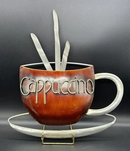 Tazza da caffè cappuccino metallo arte da parete decorazione bar 13”x 14” - Foto 1 di 10