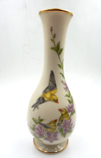 Lenox Mother's Day 1985 Limited Edition Vase Goldfinches Purple Flowers