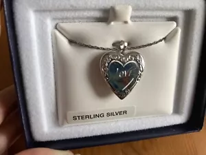 NEW- Sterling Silver Heart Shaped Love Photo Locket Pendant - Picture 1 of 4