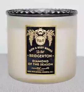 NEW BRIDGERTON Bath & Body Works 3-wick Candle DIAMOND OF THE SEASON GLASS TOP - Picture 1 of 3