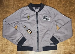 Hudson-Let's Rock Guitar Bomber Gray Cotton Jacket Boys/Girls Size 7 EUC - Picture 1 of 11