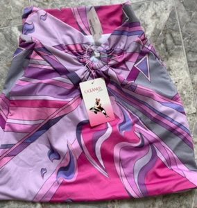 NWT Oceanus Swimwear Pink and Purple Geometric Eloide co-ord Skirt sz XS $245 - Picture 1 of 8