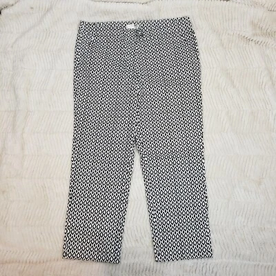 Calça cropped Kenar feminina preta branca cintura alta conforto perna reta tamanho 10 - Imagem 1 de 4