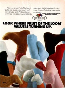 1987 Fruit Of The Loom Socks Print Ad Quality & Value Run Right Down To The Toes - Imagen 1 de 1