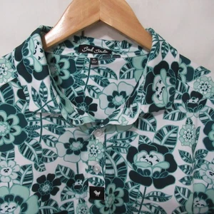 Bad Birdie Golf Polo Shirt XL Green White Floral Print Short Sleeve - Picture 1 of 6