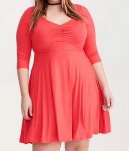Torrid Damen 1X Jersey Strick Stretch Herzausschnitt Skater Swing Kleid rot - Bild 1 von 4