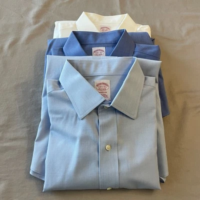 Brooks Brothers Men's 3-Pack Non-Iron Dress Shirts SZ 16.5 33 (2)Blue/(1)White - Image 1 of 4