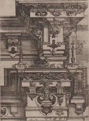 DIETTERLIN `KOMPOSITE ORDNUNG, ZWEI GEBÄLKE´ A. 16.180, RADIERUNG, 1598 - Bild 1 von 4
