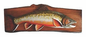 Brook Trout Hand Crafted Intarsia Wood Art Wall Hanging 24 X 11 X 2.5 Inches - Picture 1 of 1