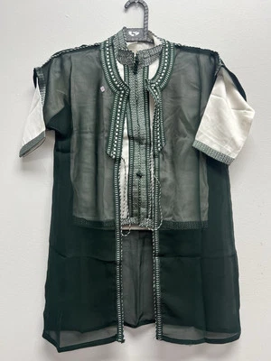 Boy's Moroccan 3pc Jabador Kids Thobe Set Jubbah Bisht Djellaba Green Size 4 - Image 1 of 2