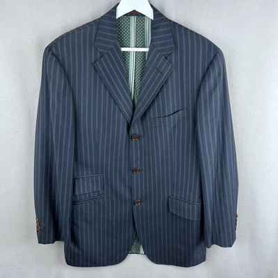 Blazer ETRO Para Hombres 50 Lana Regular Tres Botones Doble Pecho Ventilado Rayas Foto 1 de 4