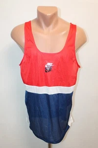 Nike Vintage Vest Running Sleeveless Jersey Blue Red Rare VTG Size L 70s 80s Men - Picture 1 of 12