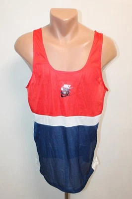 Nike Vintage Vest Running Sleeveless Jersey Blue Red Rare VTG Size L 70s 80s Men - Image 1 of 4