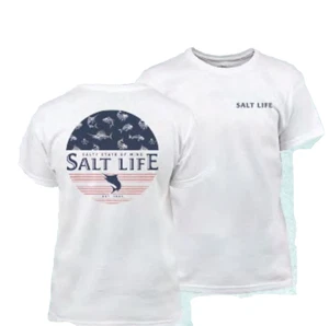 New Salt Life Salty Honor Tee White Youth Fish M Live Salty Saltlife - Picture 1 of 3