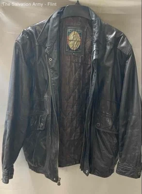 Members Only Mens Black Leather Long Sleeve Pockets Bomber Jacket Size Medium - Image 1 of 4