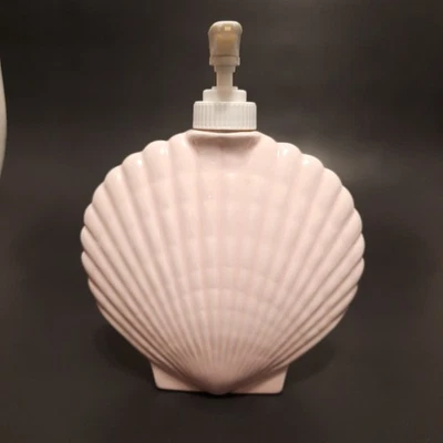 Large Pink Ceramic Shell Pump Soap/Lotion Dispenser   - Image 1 of 4