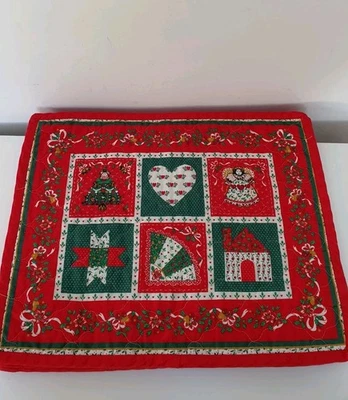 Vintage Christmas Cotton 6 Placemats 44cm X 35cm Patchwork Christmas Quilted - Image 1 of 4