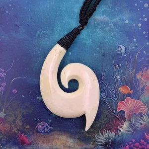 Collar Colgante Gancho Pez Clásico Macramé Cordón Surfer Buena Suerte - Imagen 1 de 3