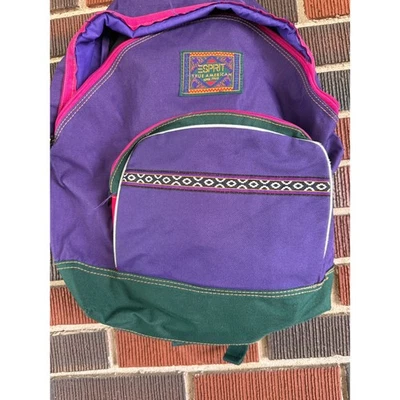 Mochila Esprit verde púrpura verdadera americana vintage retro estampado gráfico Foto 1 de 4