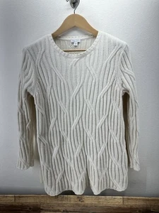 J. Jill Womens Chenille Textured Knit Sweater Ivory Size M Soft - Picture 1 of 7
