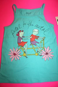 NWT GAP KIDS MEDIUM 8 GRAPHIC TANK TOP PETAL TO THE METAL FROGS ON BICYCLE BIKE - Picture 1 of 1