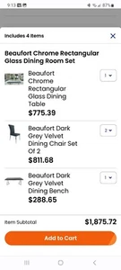 Beaufort Chrome Rectangular  Glass Dining Room Set - Picture 1 of 11