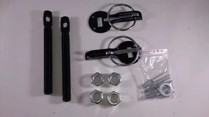 Two Safety Universal Racing Black Aluminum Mount Bonnet Flip Over Hood Latch Pin - Picture 1 of 1