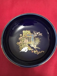 Vintage japanische kobaltblaue Schale mit Goldmalerei Floral Blumen Schmuck Schmuck - Bild 1 von 5