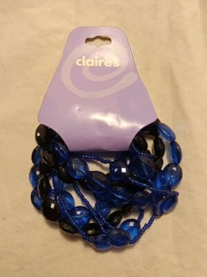 Pulsera con Cuentas Claire's, Elástica, Azul y Negra, Multi-Hebras - Nueva en Tarjeta Foto 1 de 4