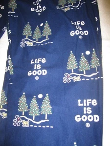 LIFE IS GOOD NWT Christmas Dog Flannel Pajama Bottoms Lounge Pants Mens Sz Small - Picture 1 of 4