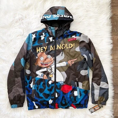 Members Only X Hey Arnold Nickelodeon Puffer Jacket Coat All Over Print M - Image 1 of 4