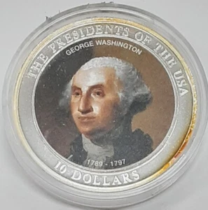 2006 Liberia Washington-US Presidents $10 40MM Silver Plated Cu-Ni Coin - Picture 1 of 3