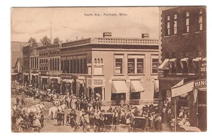 FAIRMONT MN VIEW OF BUSY DOWNTOWN NORTH AVE CIRCA 1912 - Picture 1 of 2