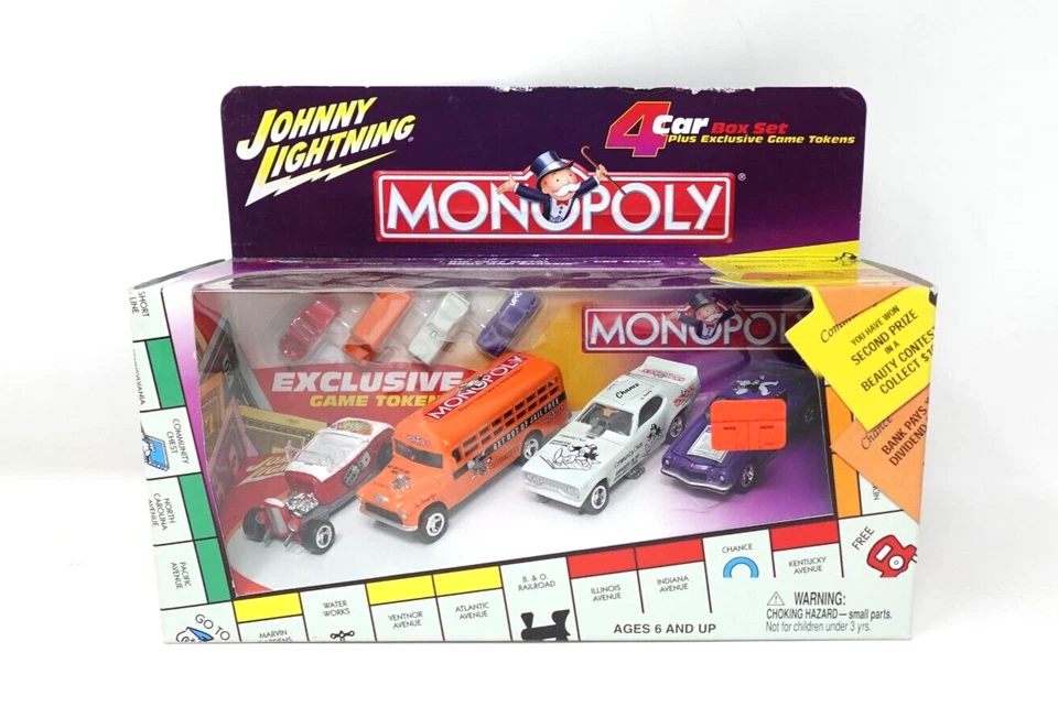 Johnny Lightning Monopoly 4 Car Set 1:64 Scale Unopened 245-04 Advance To Go 1 - Image 1 of 4