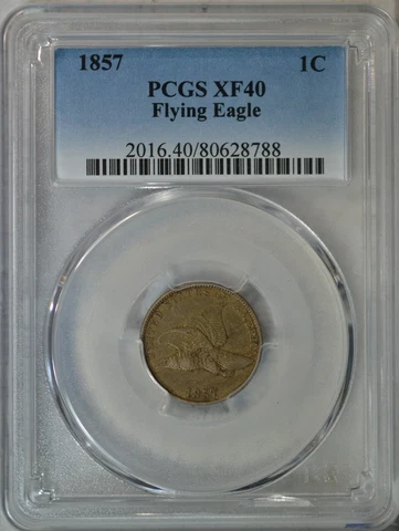 1857 Flying Eagle cent, PCGS XF40..........Type Coin Company Cover