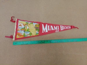 Banderín de fieltro vintage de Miami Beach, Florida - 26" - Imagen 1 de 4