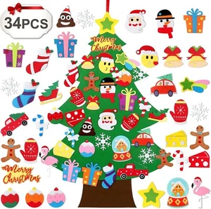 Fieltro Árbol de Navidad Decoraciones Hágalo Usted Mismo para Niños Niños Difuso Kit de Regalo Set x 2 - Imagen 1 de 7