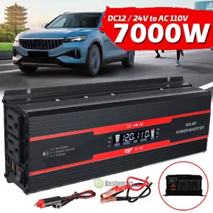 7000W 6000W LCD Car Power Inverter DC 12V To AC110V Pure Sine Wave Converter 2AC - Picture 1 of 116