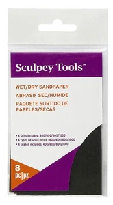 Sculpey Clay Tools Wet Dry Sandpaper Pack 4 Grits of 2 Each 400 600 800 1000 - Picture 1 of 1